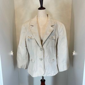 EUC Merona 2 Button Blazer Khaki and White Stripes Size XL